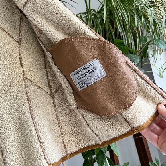 Audrey Robert Talbott Suede Shearling Leather Vest - Picture 6 of 7